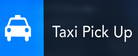 Taxi pick up, transportation signs and symbols background.