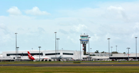 CAIRNS, AUS - APR 23 2016:Qantas plane in Cairns Airport, Queensland Australia.  The airport is a...