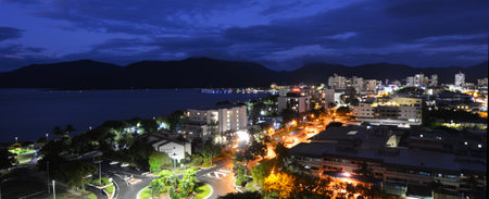 CAIRNS, AUS - APR 14 2016:Aerial view of Cairns, 5th most populous city in Queensland Australia and a popular tourists travel destination for its tropical climate and access to the Great Barrier Reef.のeditorial素材