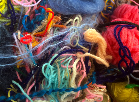 Colourful strings of yarn. Abstract background texture