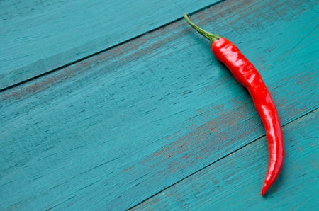One hot red chili pepper. Food background. copy spaceの写真素材