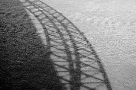 Shadow of Sydney Harbour Bridge Sydney in Sydney  New South Wales, Australia. copy space. (BW)の写真素材
