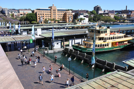 SYDNEY, AUS  - OCT 18 2016: Sydney Ferries at Circular Quay ferry wharf. Sydney Ferries is the public transport ferry network serving the Australian city of Sydney, New South Wales.のeditorial素材