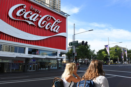 Sydney, Australia - OCT 21 2016:The Coca-Cola Billboard above Kings Cross Station in Sydney,...