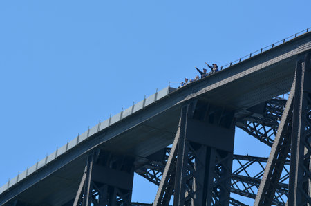 SYDNEY, AUS  - OCT 18 2016: People climb on Sydney Harbour Bridge in Sydney Australia.The Sydney Harbour Bridge is the worldÃ¢ï¿½ï¿½s largest steel arch bridge.のeditorial素材