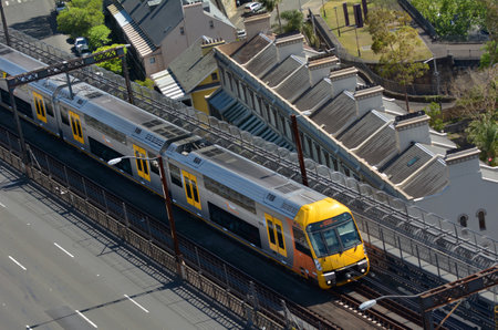 SYDNEY - OCT 18 2016:Aerial view of Sydney Trains. Sydney Trains is the suburban passenger rail...