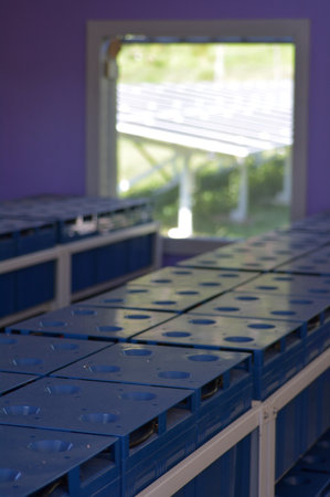 FIJI - DEC 25 2016:Solar batteries on remote Island in Fiji. Fiji Sustainable Energy goals include sourcing more than 80% of the countrys electricity from renewable energies by 2020, and 100% by 2030.のeditorial素材