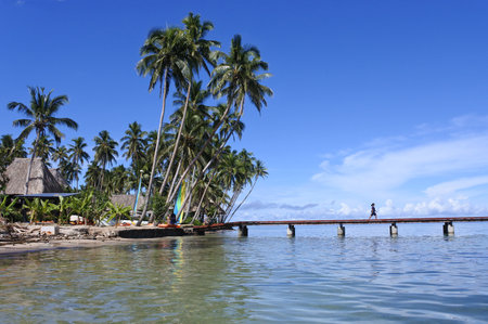 SAVUSAVU, FIJI - DEC 22 2017: Landscape of a tropical resort on Vanua Levu Island, Fiji.iのeditorial素材