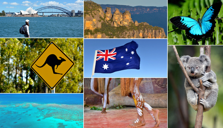 Australian collage. Travel Australia postcard background.の写真素材