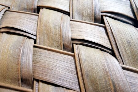 Pacific Islands woven fan decoration close up background  in Rarotonga, Cook Islands. Abstract,...