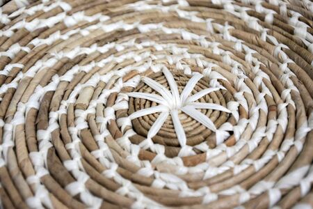 Pacific Islands close up of a woven wicker background in Rarotonga, Cook Islands. Abstract, backgrounds and texture.の写真素材