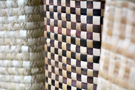 Pacific Islands woven basket close up background. Abstract, backgrounds and texture.