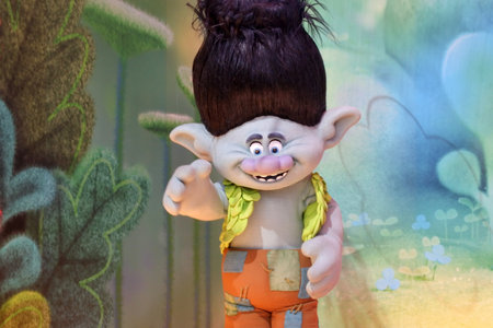 GOLD COAST - DEC 19 2018:Troll character entertainment figure in Dreamworld, Gold Coast, Queensland, Australia.Trolls film grossed worldwide total of $346.8 million, against a budget of $125 million.のeditorial素材