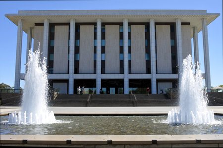 CANBERRA - FEB 22 2019:National Library of Australia in Canberra Parliamentary Zone Australia Capital Territory. It is the largest reference library in Australia.のeditorial素材