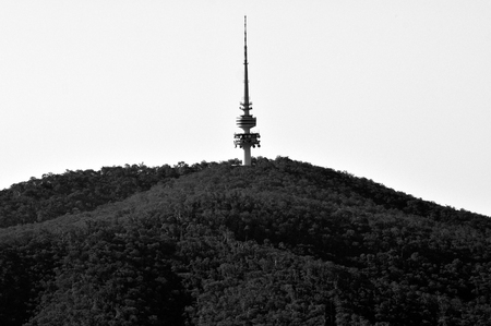 Telstra Tower a telecommunications tower and lookout that is situated above the summit of Black Mountain in Australia's capital city of Canberra.の写真素材