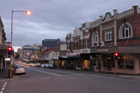 Hobart, Tasmania - March 20, 2019: Hobart cityscape at dusk. Hobart is the capital city of the state of Tasmania Australia.のeditorial素材