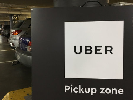 Melbourne, Australia - March 17 2019: Uber car service. Uber transportation network company offers...