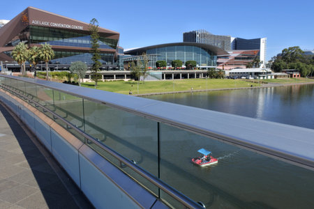 Adelaide, Australia - March 29 2019: Adelaide City downtown cityscape skyline. Adelaide is the capital city of South Australiaのeditorial素材