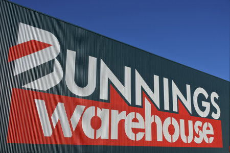 Adelaide, Australia - May 06 2019: Bunnings Warehouse. Bunnings has a market share of around 20 percent in the Australian retail hardware sector with chain of 295 stores and over 30,000 employees.のeditorial素材