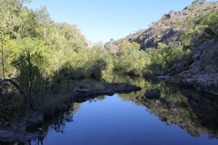 Landscape of rock pools in Kakadu National Park in the Northern Territory of Australia.のeditorial素材