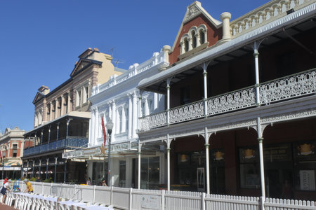 Fremantle, Western Australia - November 27 27 2019: Historical buildings in Fremantle. Fremantle known for its maritime history, Victorian architecture and remnants from Australia's days as a British penal colony.のeditorial素材