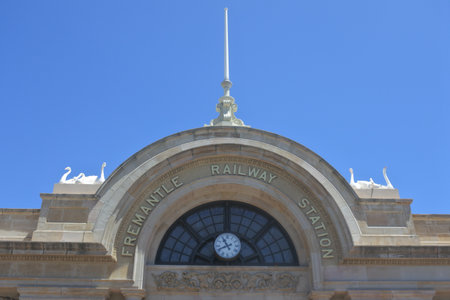 Fremantle railway station building faces in Fremantle  Perth Western Australia.のeditorial素材