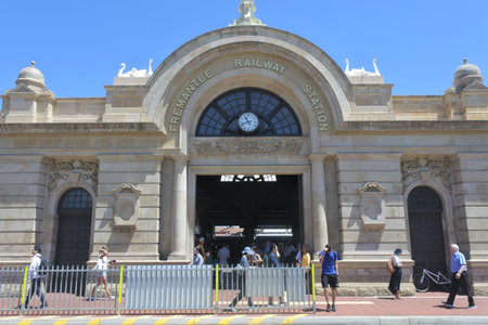 Fremantle, Western Australia - November 27 2019: Fremantle railway station. Fremantle known for its maritime history, Victorian architecture and remnants from Australia's days as a British penal colony.のeditorial素材