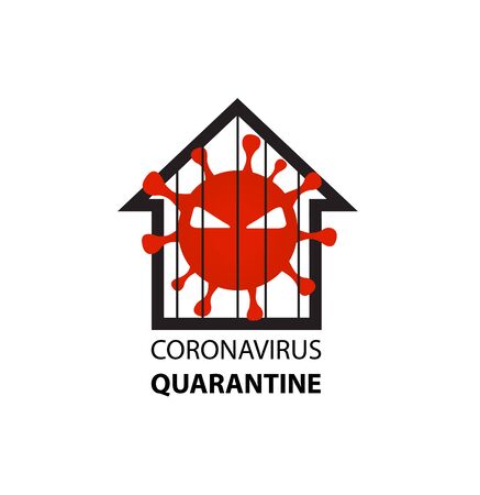 Coronavirus in home isolation lockdown. Coronavirus icon logo vector Illustration. Healthcare and medical concept background.のイラスト素材