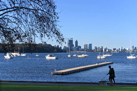 Australian man visiting at the Blue Boat House in Perth Western Australia.