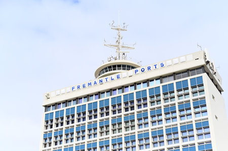 PERTH - JULY 19 2020: Fremantle Ports  Building. Fremantle Harbour is Western Australia's largest and busiest general cargo port.のeditorial素材