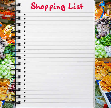 Food market shopping list with copy text for items.の写真素材