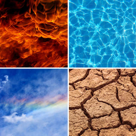 Four elements squares abstract background and texture.