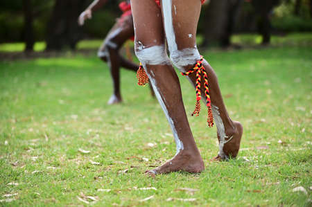 Aboriginal Australians men dancing during a local culture ceremony festival event in Western Australia.の写真素材