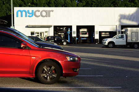 PERTH, WA - MAY 06 2021: MyCar essential car service workshop. It's Australia's largest tire,...