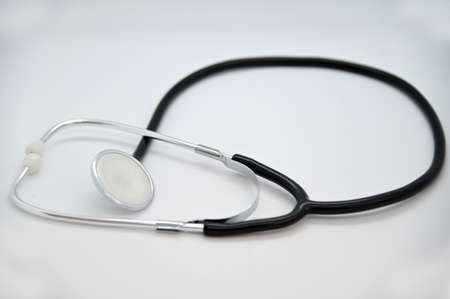 Professional modern stethoscope isolated on white background.The stethoscope is an acoustic medical device for auscultation, or listening to internal sounds of an animal or human body.の写真素材