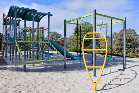 Empty playground in outdoors public park.