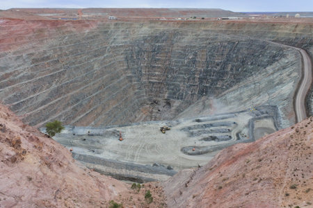 GWALIA,WA - MAR 25 2022:Aerial view of Gwalia underground mine.At over 1,700 metres below surface,it's the deepest underground trucking mine in Australia and has been operating for more than 100 yearsのeditorial素材
