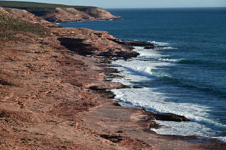 Dramatic landscape of Red Bluff Coastal Cliffs Kalbarri Western Australia.の写真素材