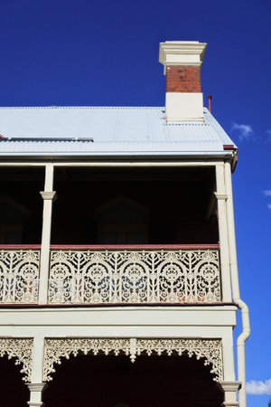 Terrace house balcony.Terrace houses in Australia are mostly Victorian and Edwardian era houses, found in older, inner city areas of  major cities, mainly Sydney and Melbourneの写真素材