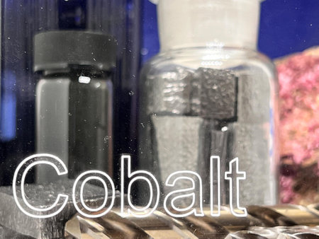 Cobalt sign in front of natural deposits of Cobalt.の写真素材