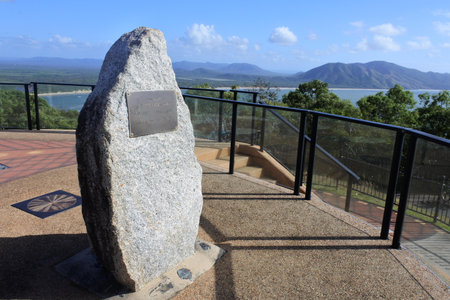 COOKTOWN, QLD - JULY 10 2023:Grassy hill above Cooktown. Cooktown named after Captain James Cook who beached and repaired the H.M. Barque Endeavour on the shores of the Endeavour Riverのeditorial素材