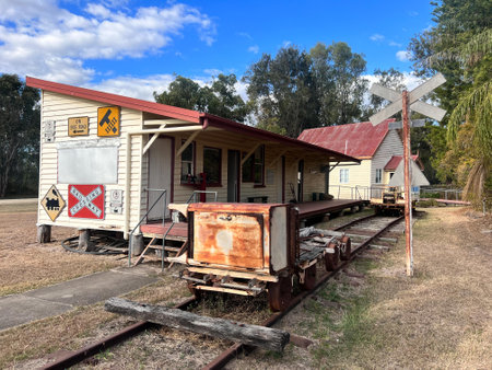 BILOELA, QLD - AUG 22 2023:An old train station in Biloela. For the past nearly 150 years Queensland railways are part of the cultural heritage and history of Queensland, Australia.のeditorial素材