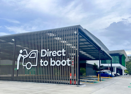 BRISBANE - JAN 15 2024: Woolworths direct to boot warehouse.Australian chain of supermarkets...