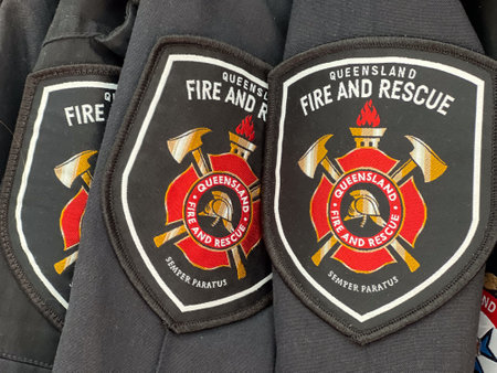 BRISBANE - JULY 06 2024:Queensland Fire and Rescue.In 2021, personnel included 2,600 full-time (permanent) firefighters and 2,000 on-call auxiliary firefighters, and approximately 28,000 Rural Fire Service volunteersのeditorial素材