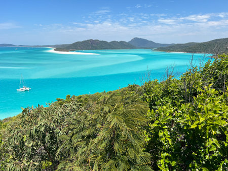 Aerial drone landscape view of Whitsunday Island Queensland Australiaの写真素材
