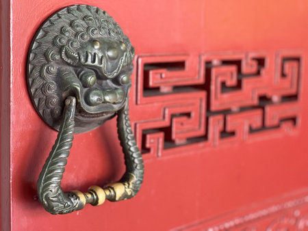 Traditional Chinese Door Knob close up.
