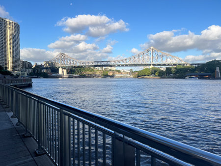 Urban landscape view of the Story Bridge in Brisbane the capital city of Queensland, Australia.の写真素材