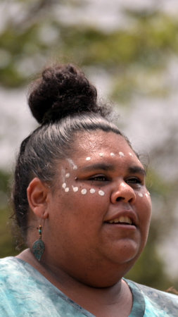 COFFS HARBOUR, NSW - JAN 26 2026:Indigenous Australians female dancing, a profound expression of...