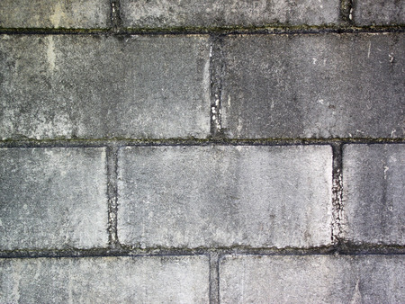 Dirty gray moist brick wall background shotの写真素材