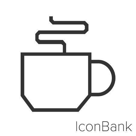 Icon Bank Hot Coffee in black and white Illustration.のイラスト素材
